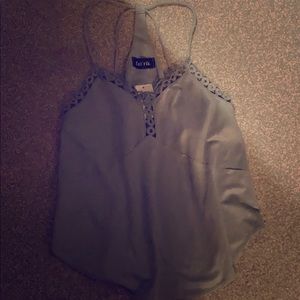 Fabrik faux suede blue grey razor back tank